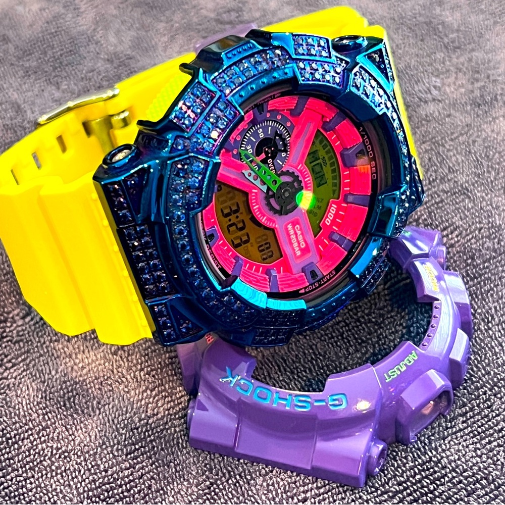 CASIO G-SHOCK HYPER COLORS W/GEM SET CAGE Analog & Digital Watch GA-110HC-6A